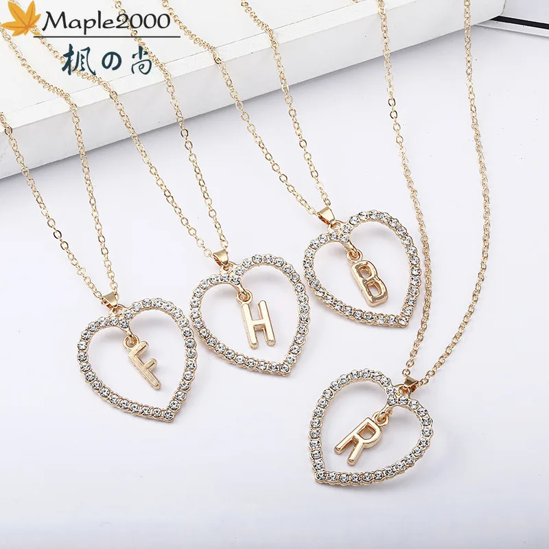 Женское Ожерелье из нержавеющей стали с подвеской в виде сердца и 26 букв вечерние