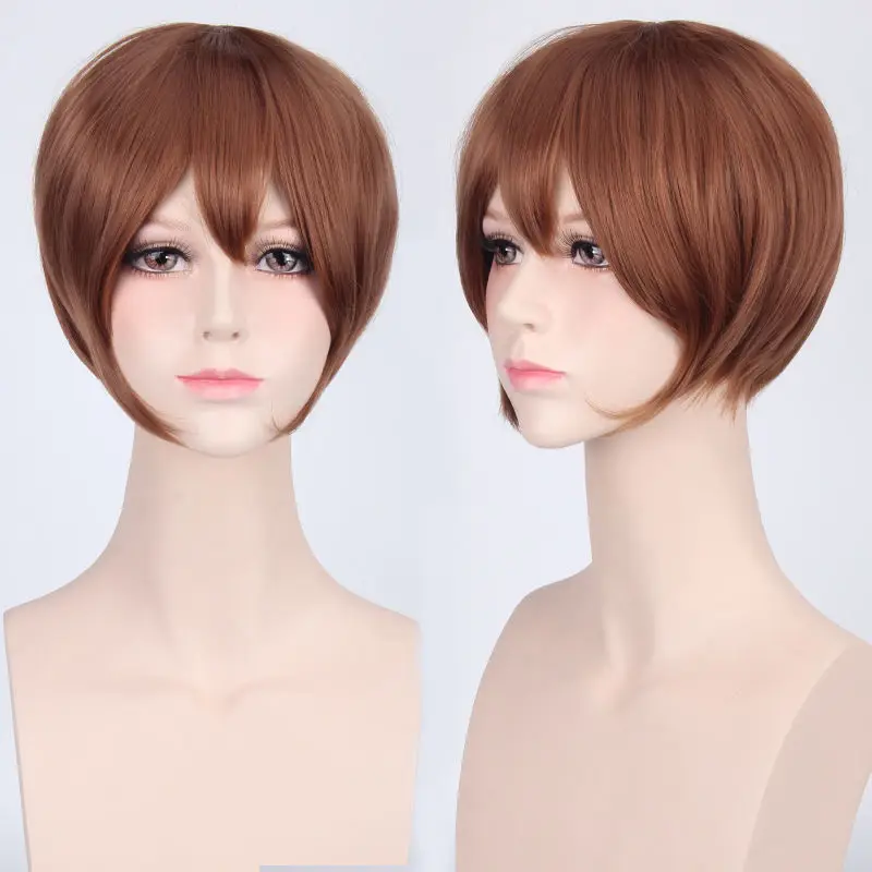 Perruque courte noire rouge rose faux résistants для теплоты mulet Type poisson |