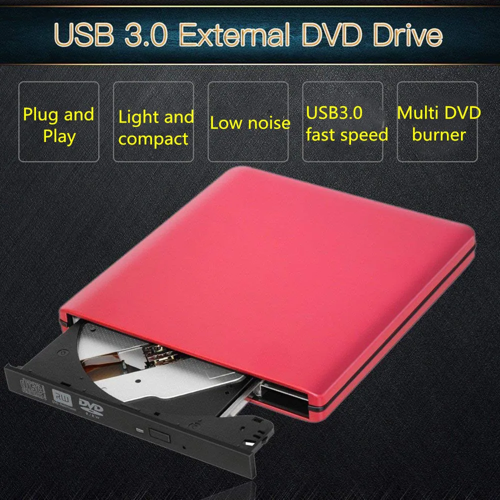 KuWFi Внешний DVD привод Оптический USB 3.0 CD Burner RW Писатель Reader Рекордер для ноутбука с