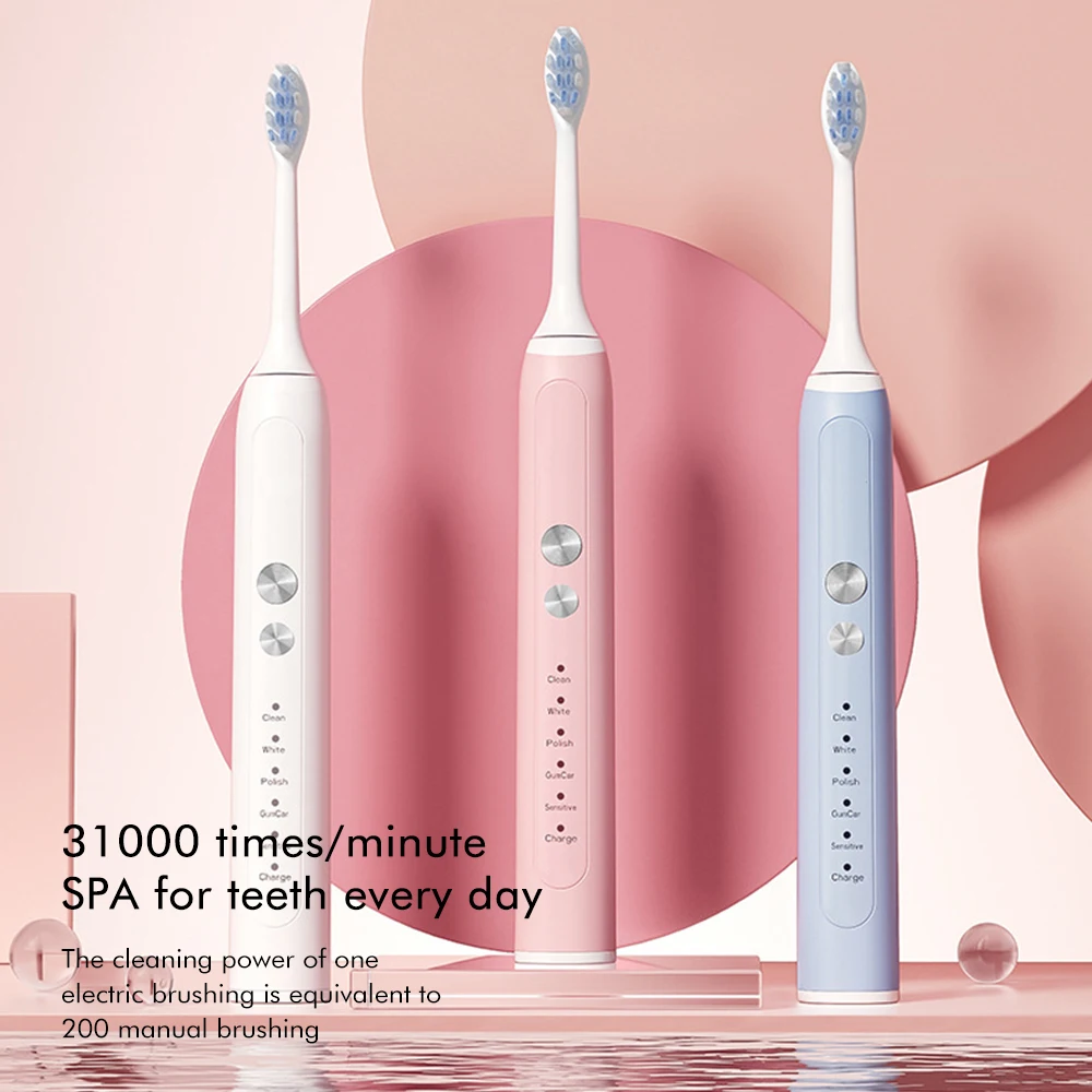 

Electric Toothbrush Ultrasonic Water proof USB Charger 5 Modes Recharge Sterilization Sonic Toothbrush Adult Timer Teeth Brush