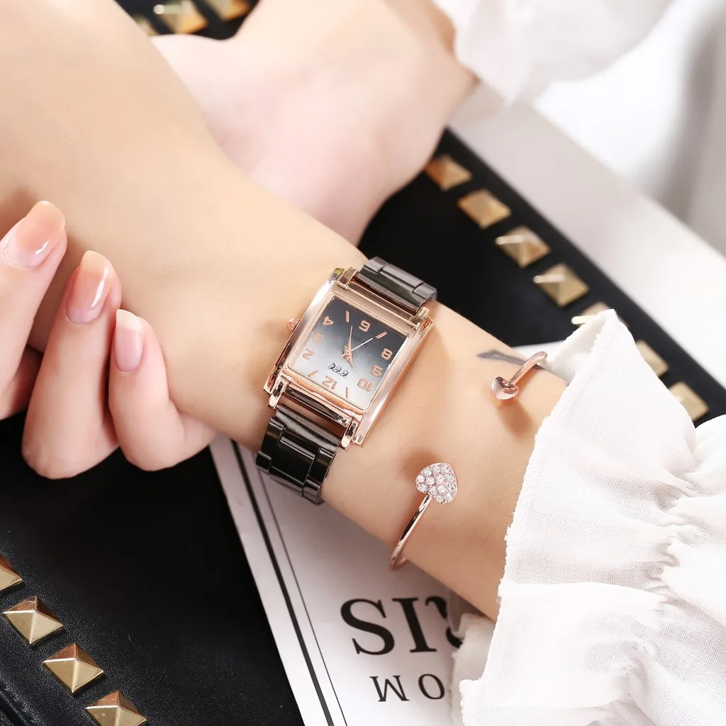 Модные квадратные женские часы минималистичный геометрический градиент матовые