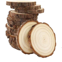5pcs 6 11cm natural unfinished pine round wood slices circles tree bark log discs for diy crafts wedding party painting