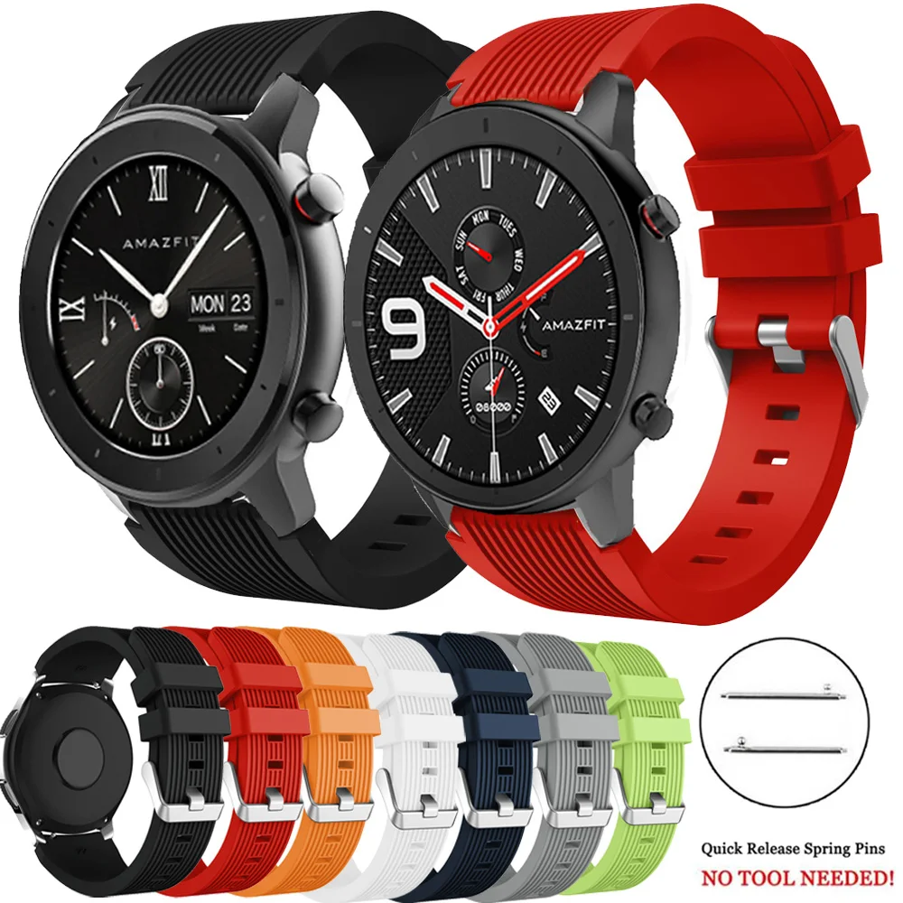 Ремешок силиконовый для Xiaomi Huami Amazfit GTR 47 мм 42 Bip Pace Lite e 2S браслет наручных часов 20/22