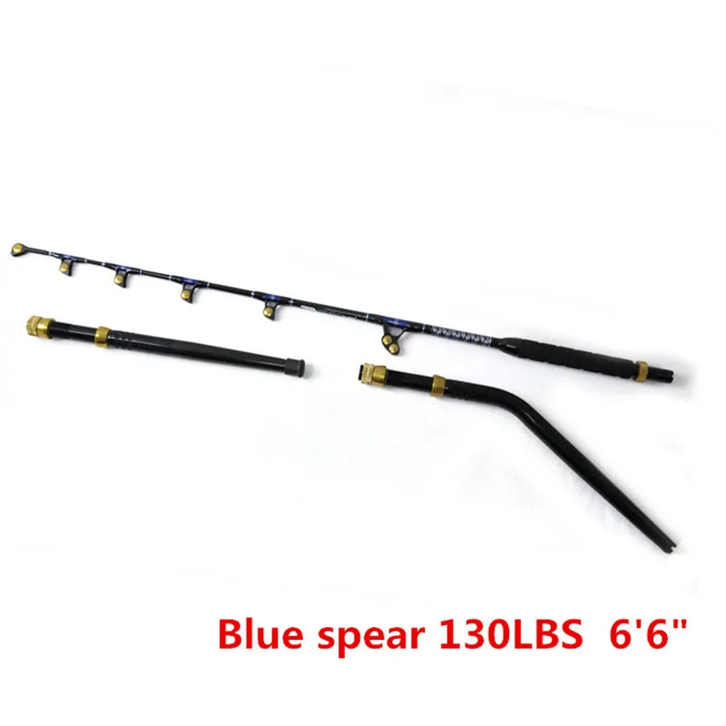 straight and bent Удочка для рыболовной лодки из стекловолокна 198 см BlueSpear 130lbs с alu большая попа Любительское удилише 5+ 1 роликовая Направляющая для ловли рыбы стержень s - Цвет: straight and bent