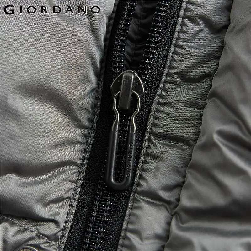 Мужской пуховик с капюшоном Giordano белая тефлоновая куртка 90% пуха машинная стирка