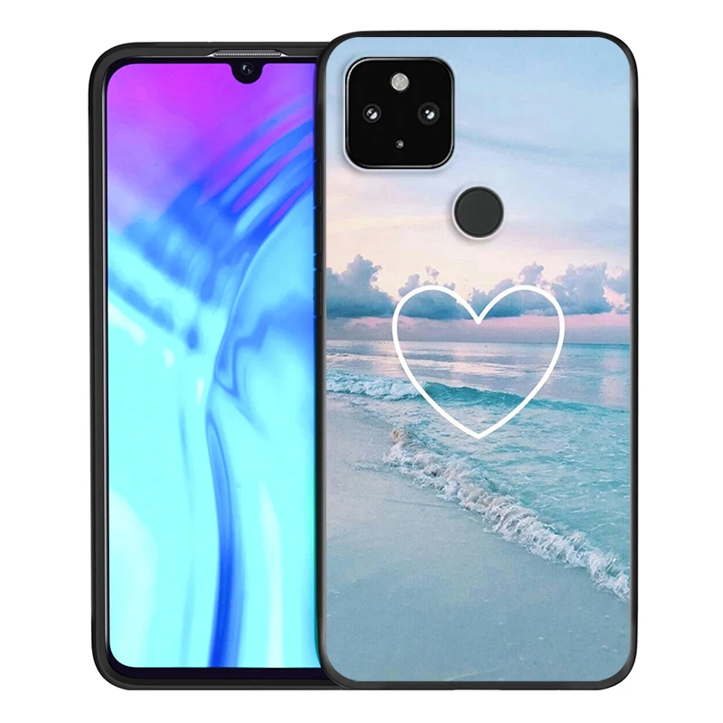 

Fashion Love Heart Shockproof Cover for Google Pixel 5 4 4a XL 5G Black TPU Soft Phone Case