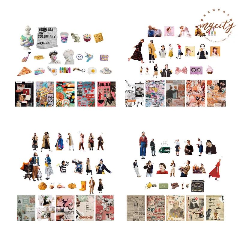50Pcs/pack Vintage Kawaii Girl Sticker Scrapbooking Creative DIY Bullet Journal Decorative Adhesive Labels Stationery Supplies |