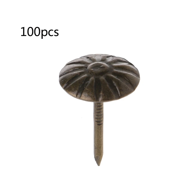 

100pcs Antique Brass Upholstery Nails Tack Stud Pushpin Doornail Hardware Decor L69A