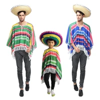 new mexican cosplay party holiday costumes mexico traditional clothing performance halloween costumes for adult kid topshat set