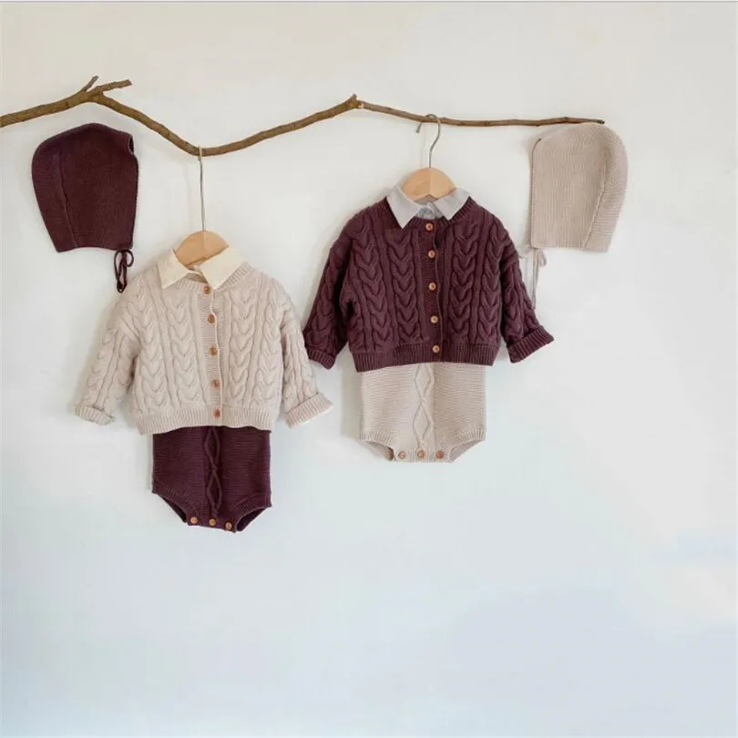 

Baby Girls Clothes Winter Knitted Baby Clothes Set Newborn Fleece Baby Cardigan Baby Romper Boys Clothes Toddler Baby Outfits
