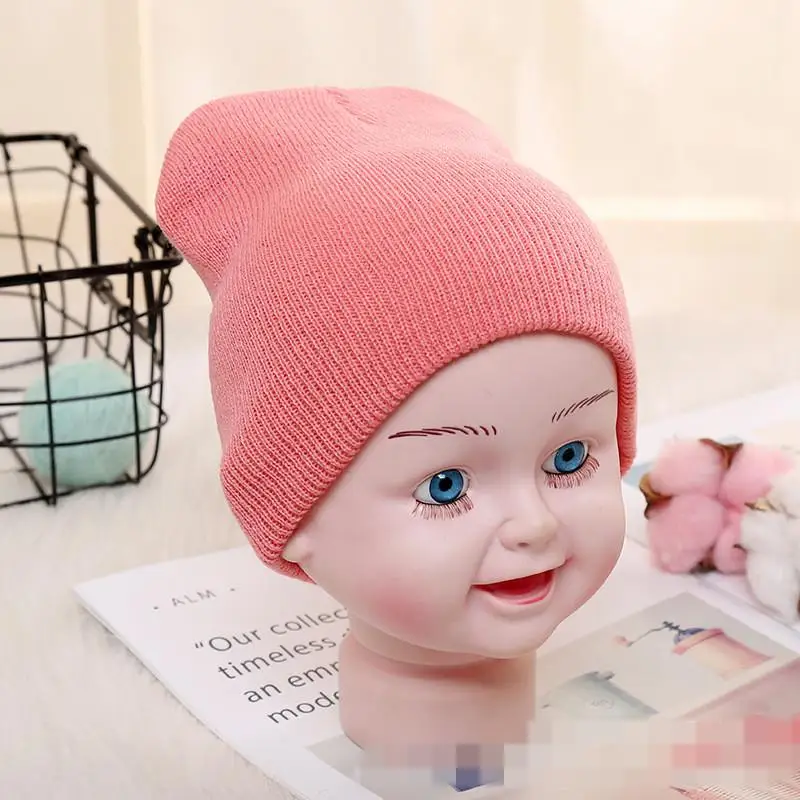 

1-5T Baby Hat Knitted Crochet Beanie Toddler Winter Warm Hat Headwear Boy Girl Thick Cap Candy Color