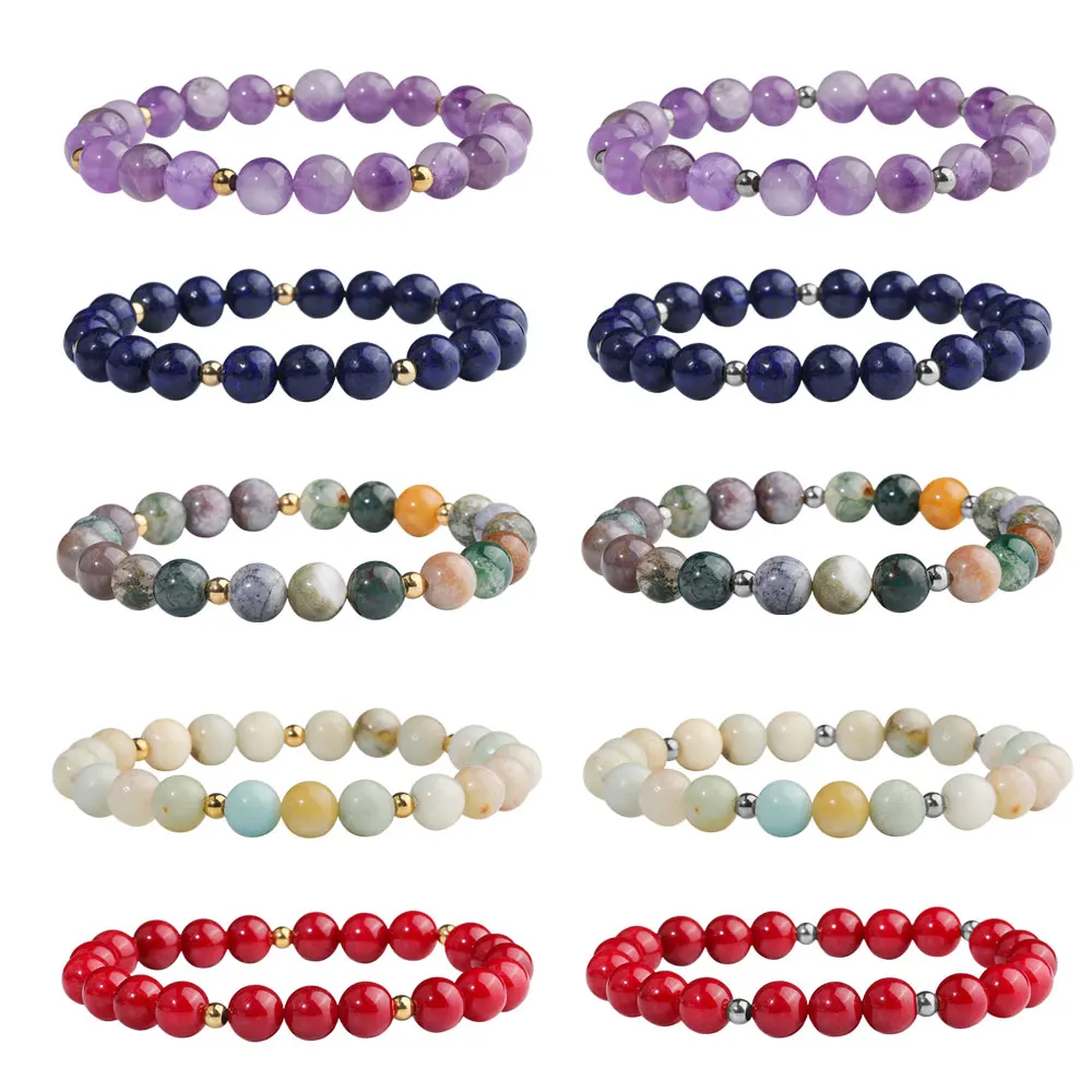

8mm Healing Chakra Bead Bracelet Anxiety Crystal Natural Stone Men Women Stress Relief Reiki Yoga Diffuser Semi Precious Gift