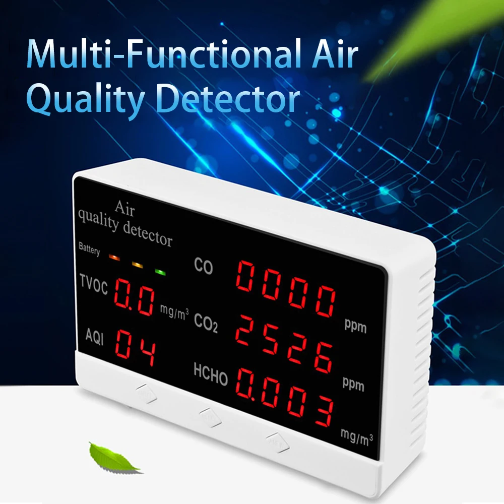 

Digital Air Quality Monitor Portable CO2 Meter Detector Carbon Dioxide Rechargeable MultiFunctional Gas Analyzer Detector