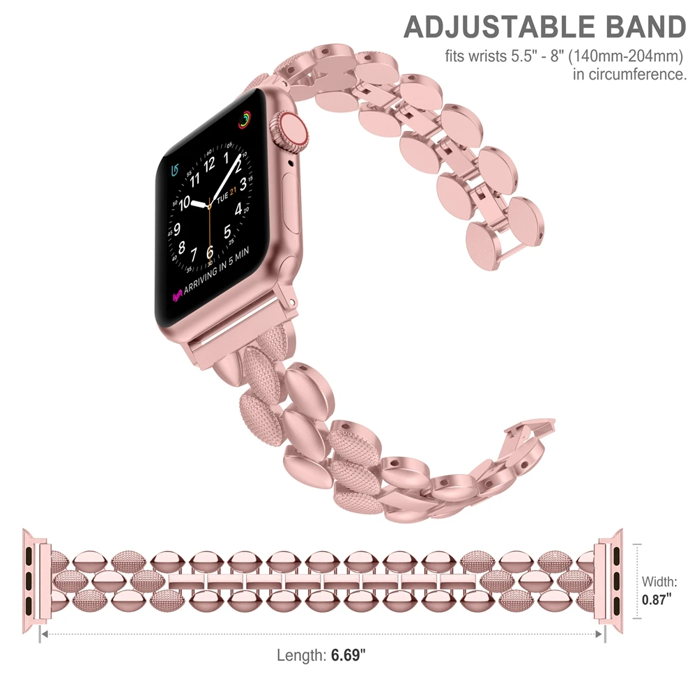 Роскошный металлический ремешок из нержавеющей стали для Apple Watch Band 38 мм 42 мм 40 мм 44 мм Модный женский мужской ремешок для iwatch series 5/4/3/2/1