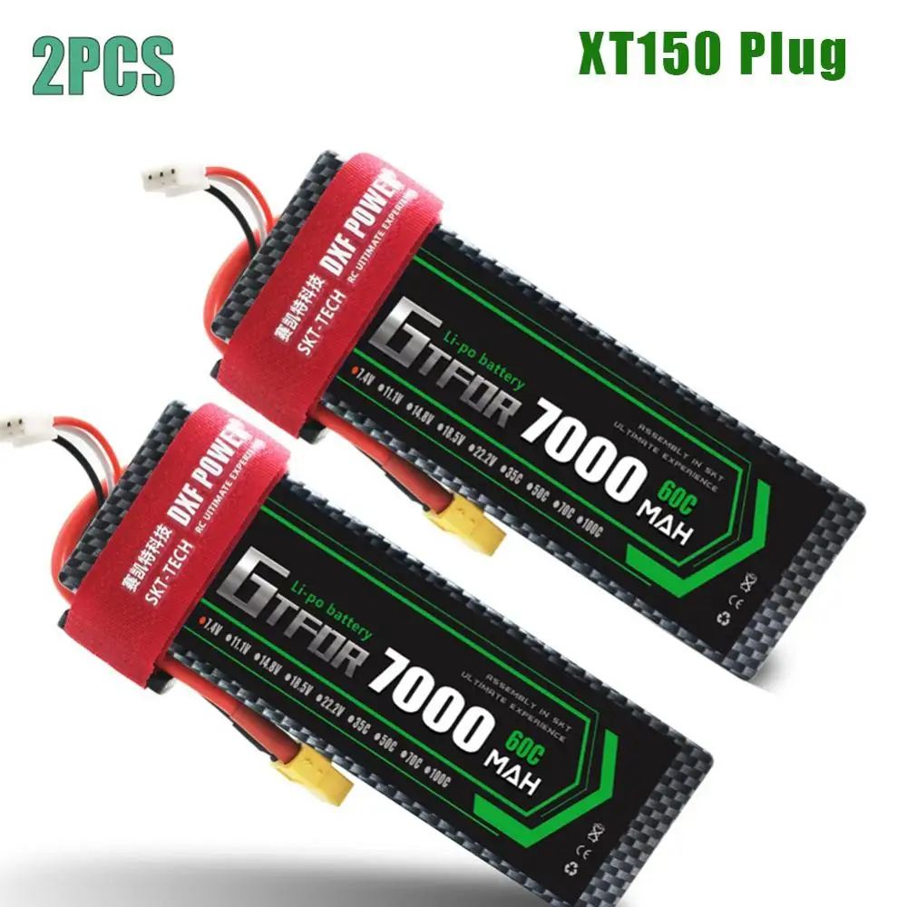 2PCS7000HARDXT150 2S 3S 4S 5200mAh 6000mAh 7000MAH 7,4 V 11,1 V 14,8 V 50C 60C 100C 120C GTFDR Lipo батарея для X-MAXX E-REVO RC автомобилей Лодка Дрон - Цвет: 2PCS7000HARDXT150