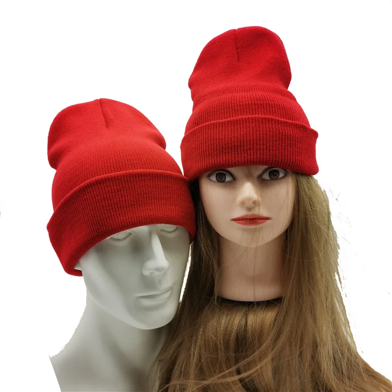 Winter Autumn Solid Color Adult Child Unisex Beanies Hats Large Big Ice Cream Windproof Keep Warm Cold Caps Plus Size Men W24
