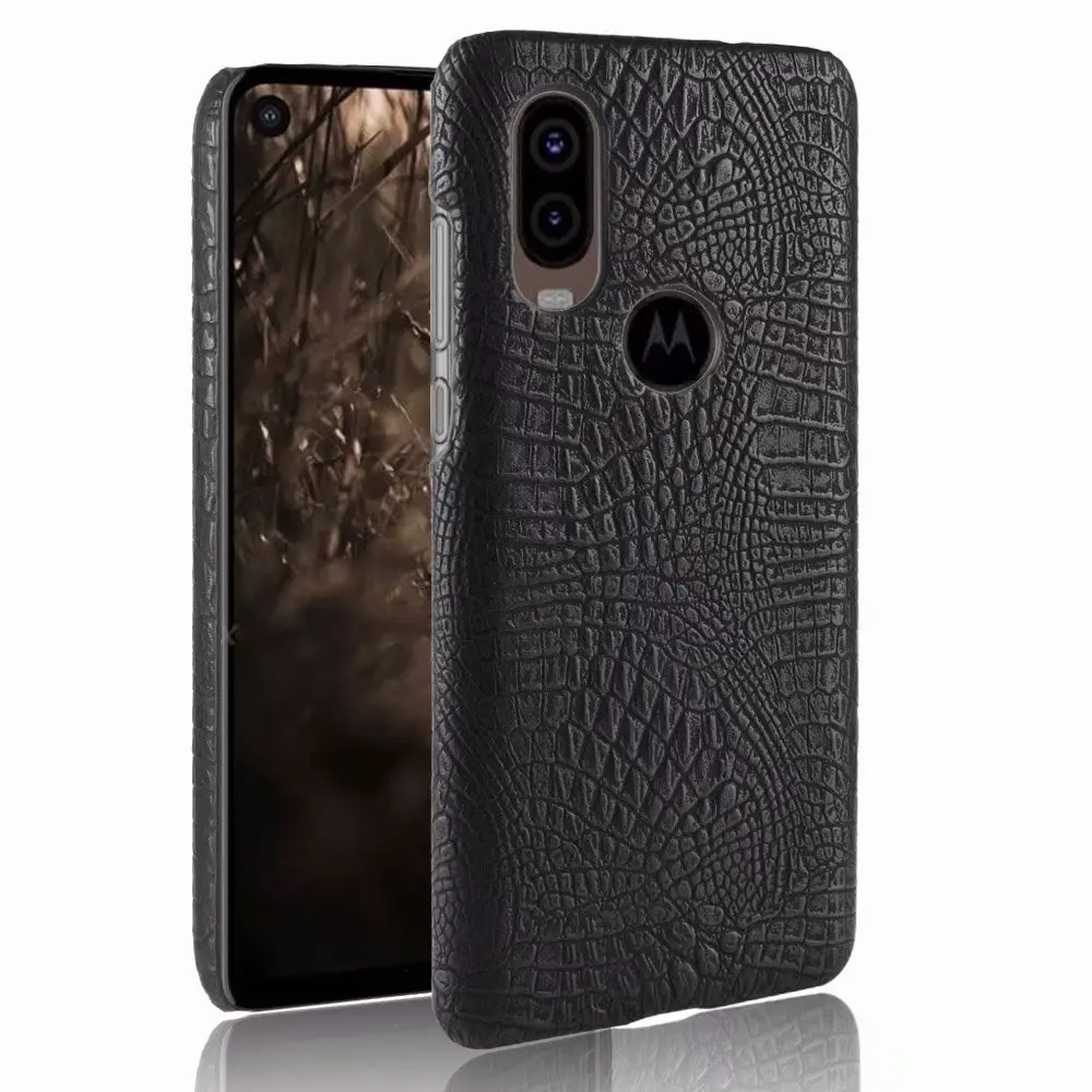 Чехол для Motorola One Vision из искусственной кожи с крокодиловой текстурой и твердым
