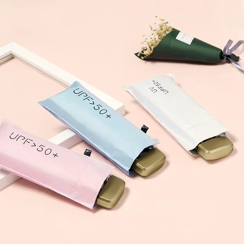 

Umbrella Female Machine 2PCS Umbrella 6-bone Sunscreen Sunshade Sun Umbrella Female Mini Pocket Umbrella Vinyl Folding Umbrella