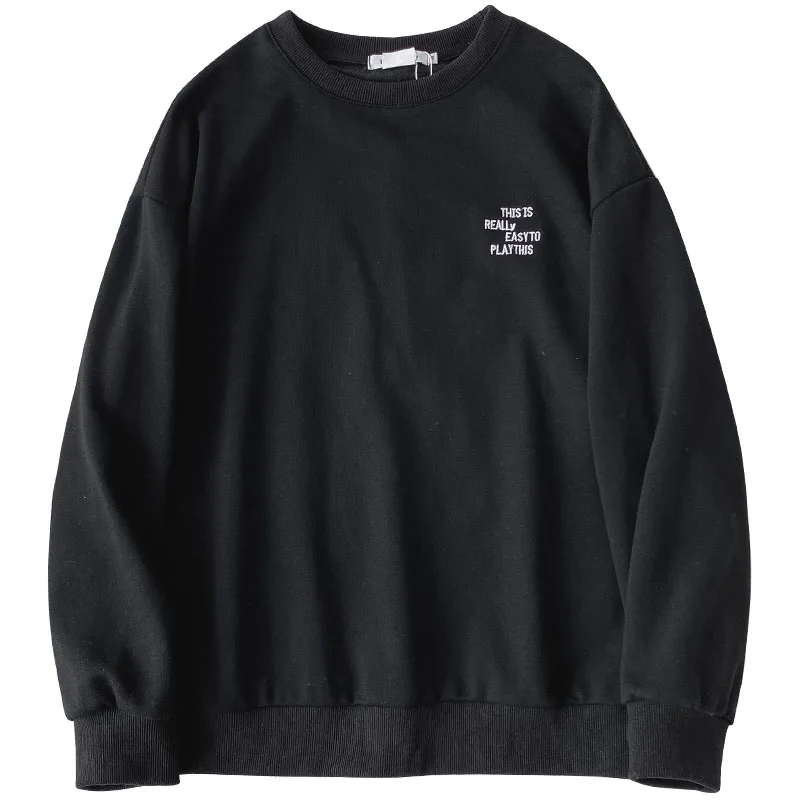 

Kimutomo Letter Embroidery T-shirt Girls Korean New Fashion Spring 2021 Female O-neck Long Sleeve Black Top Outwear Loose Casual