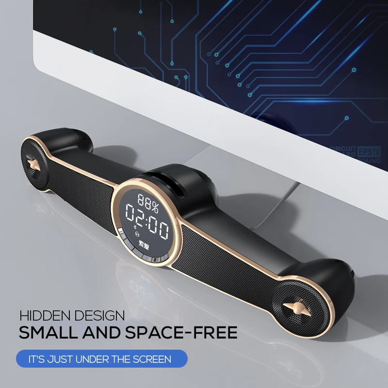 Портативный сабвуфер SOAIY S98 уличный мини-динамик с отображением температуры и