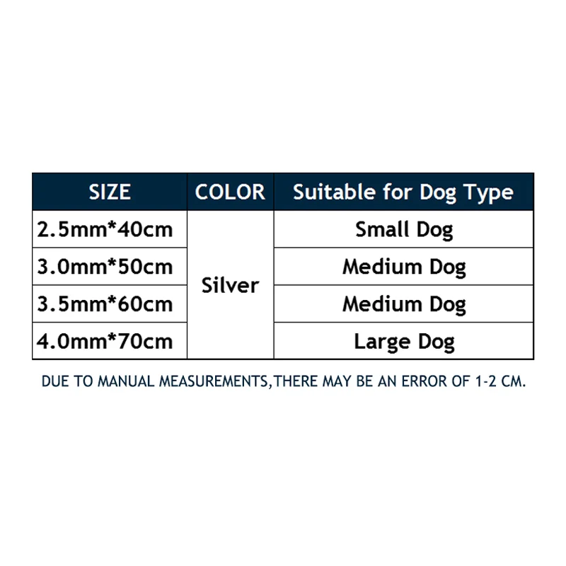 Металлическая Серебристая Двойная Цепочка для собак 40-70 см поводок двух крупных