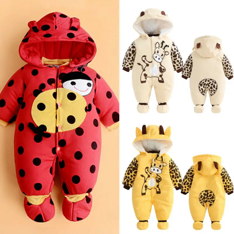 Одежда для маленьких мальчиков и девочек 2019 зимние комбинезоны с капюшоном