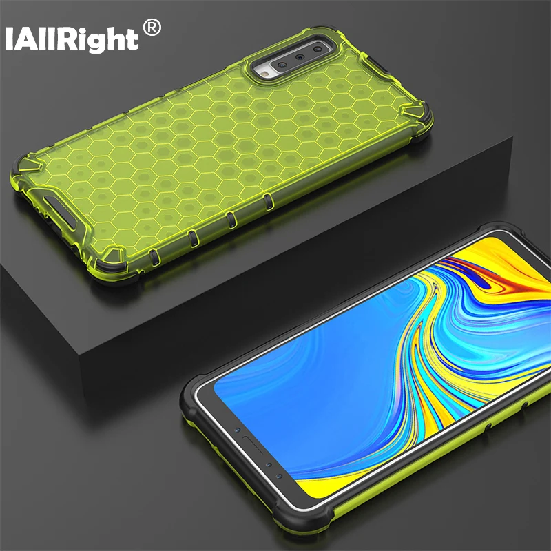 Сотовый дизайн силиконовый + пластиковый жесткий чехол-накладка для Samsung Galaxy A7 2018