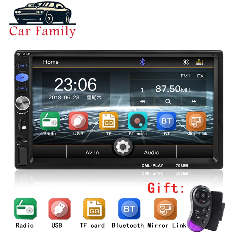 Автомобильный стерео Bluetooth 7 &quotHD сенсорный экран Экран MP5 плеер Поддержка