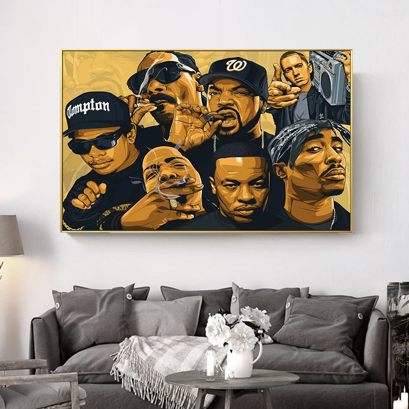 Художественные плакаты в стиле хип-хоп Tupac с изображением музыкальной звезды и