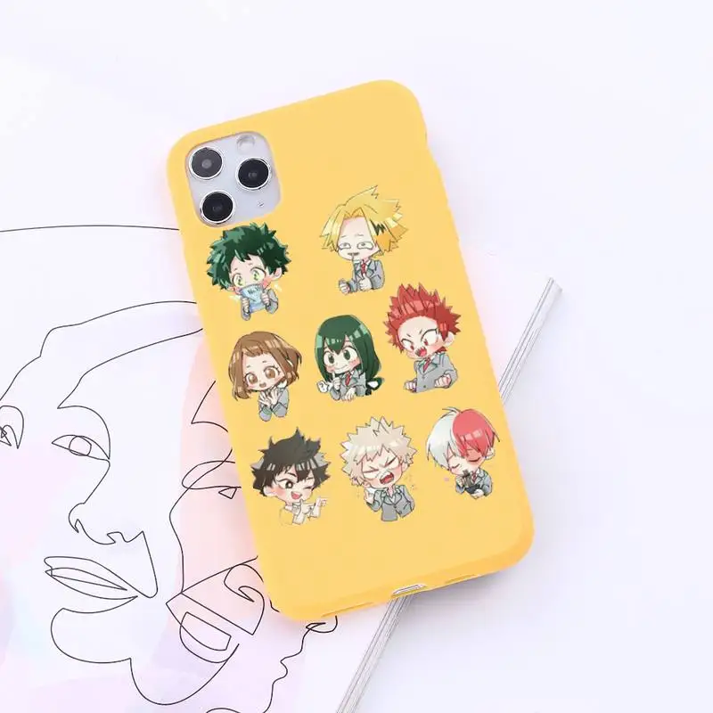 

Hero Academia hot anime manga luxury Phone Case cover Candy Color for iPhone 6 7 8 11 12 s mini pro X XS XR MAX Plus