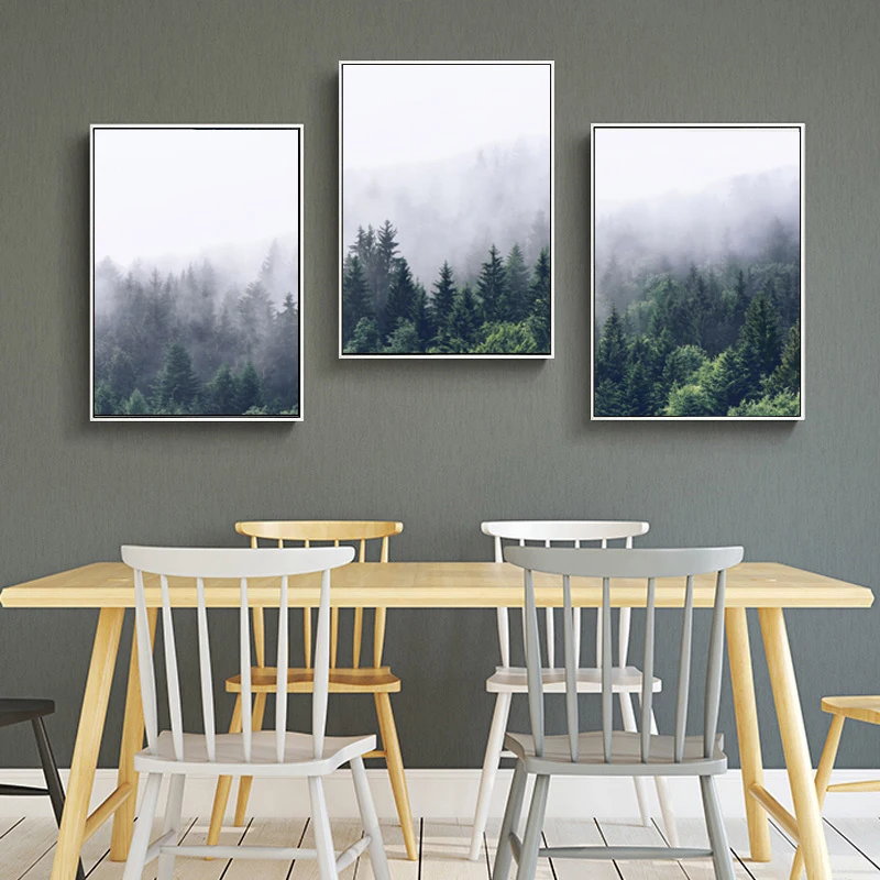 Домашний минималистичный Декор холст искусство Туманный лес настенные картины