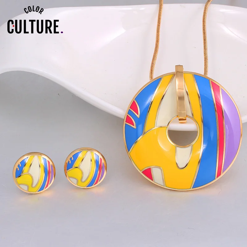 Новый Индийский ювелирный набор женский цветной узор винтажный эмалированный