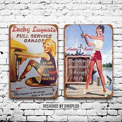 Металлический знак (набор из 2) путь к сердцу мужчины через его нахлыстовое