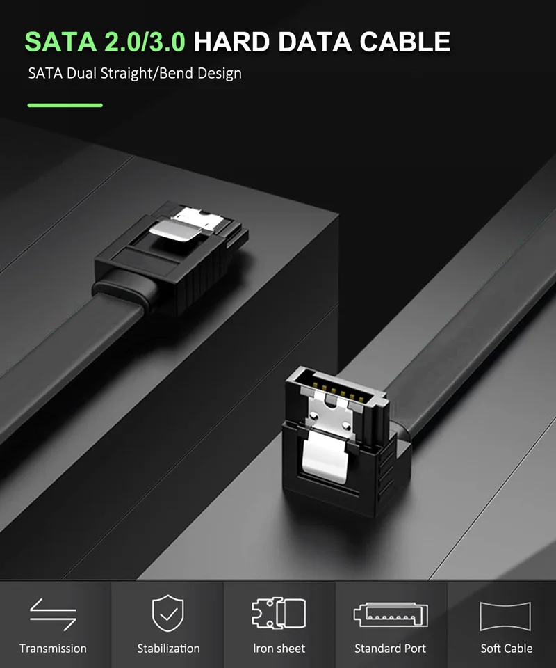Кабель Cabletime SATA3.0 6 Гбит/с 90 градусов до 180 HDD / SSD кабель для передачи данных с