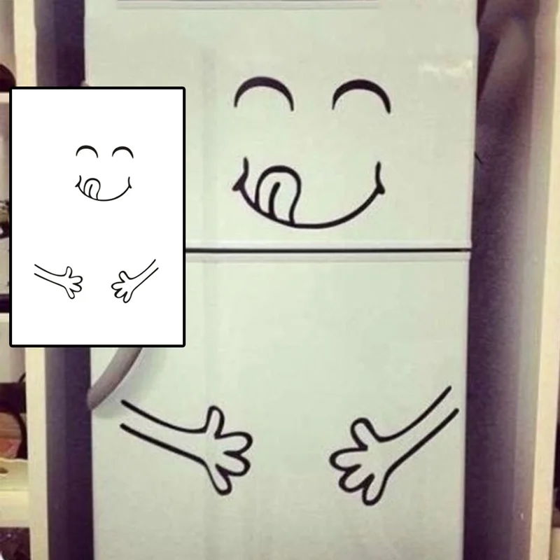 Креативная Милая наклейка на холодильник счастливое вкусное лицо кухонная