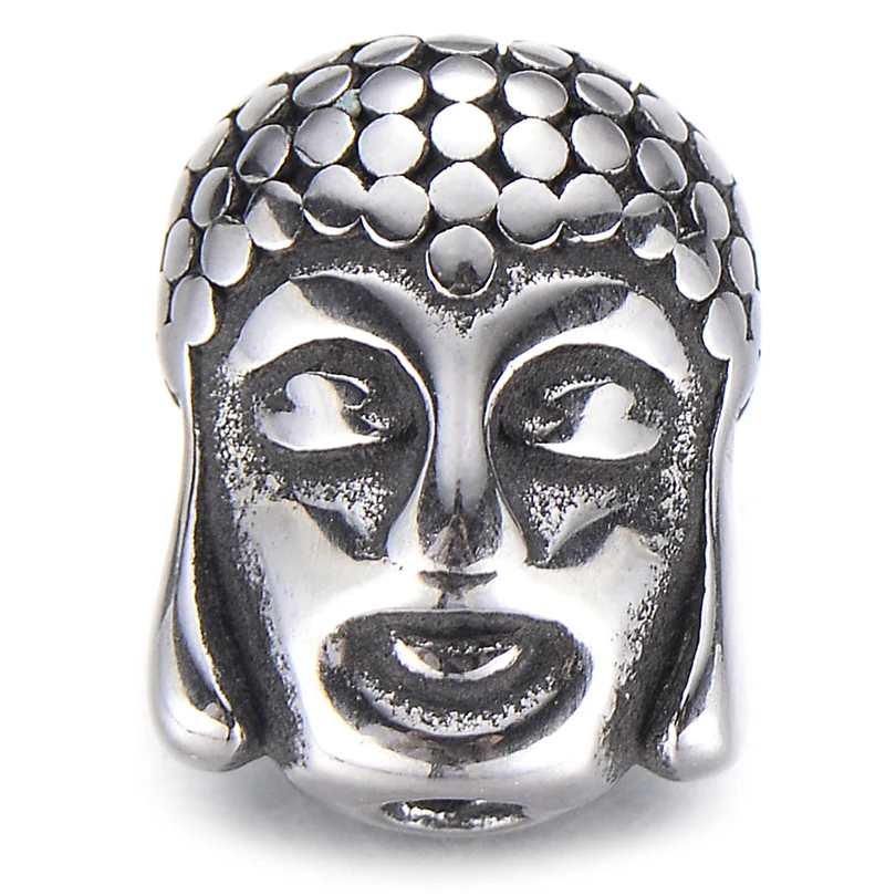 Бусины Pipitree 4 шт./лот из нержавеющей стали в форме головы Будды винтажные