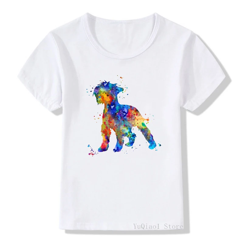 Акварельная миниатюрная Футболка с принтом шнауцера одежда для мальчиков и