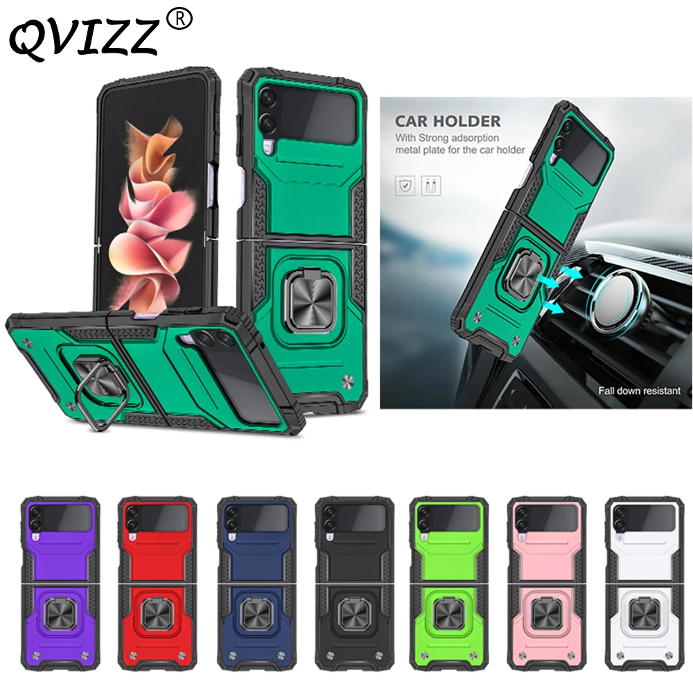 

Armor Shockproof Case For Samsung Galaxy Z Flip 3 Magentic Ring Fold Cover Bumber Luxury Back Protective Capa Shell