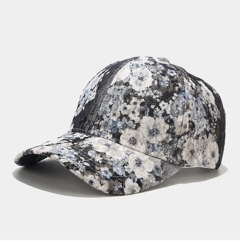 Высокое качество кружевная отделка бейсболка с цветами модная шляпа c вышивкой