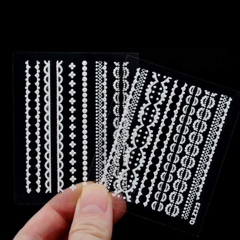 30 шт. белые и черные кружевные наклейки для ногтей | Красота здоровье