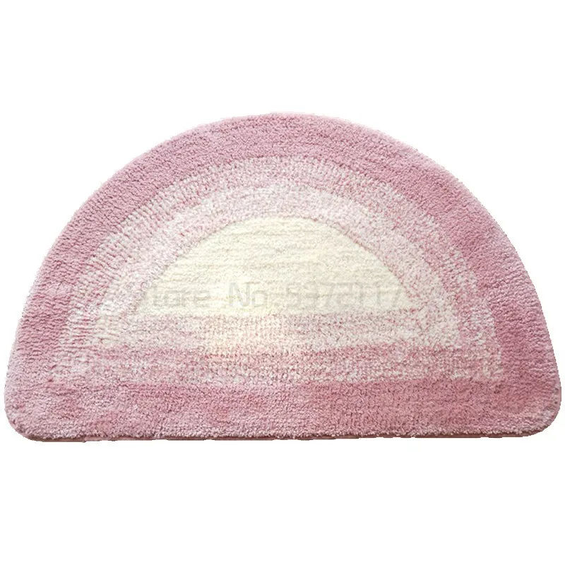 

Cartoon mat bathroom water absorption floor mat semicircular Blue Bathroom shower room fan-shaped door mat