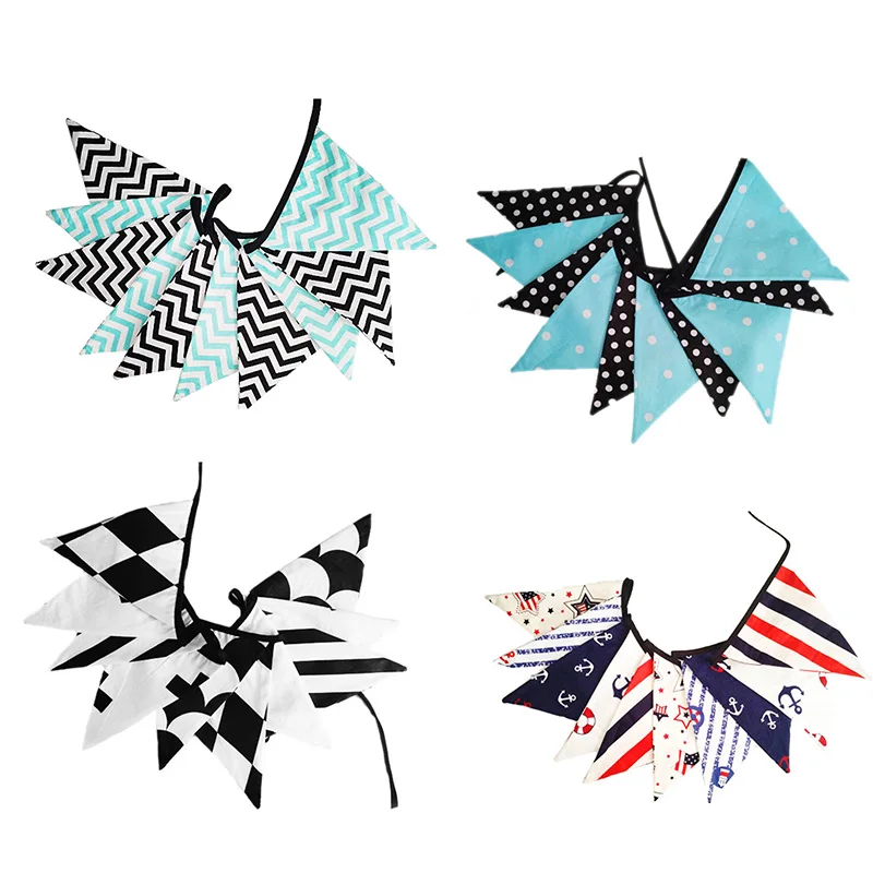 1 комплект 10 флагов темно-синий хлопковый баннер синий узор в горошек Вымпел