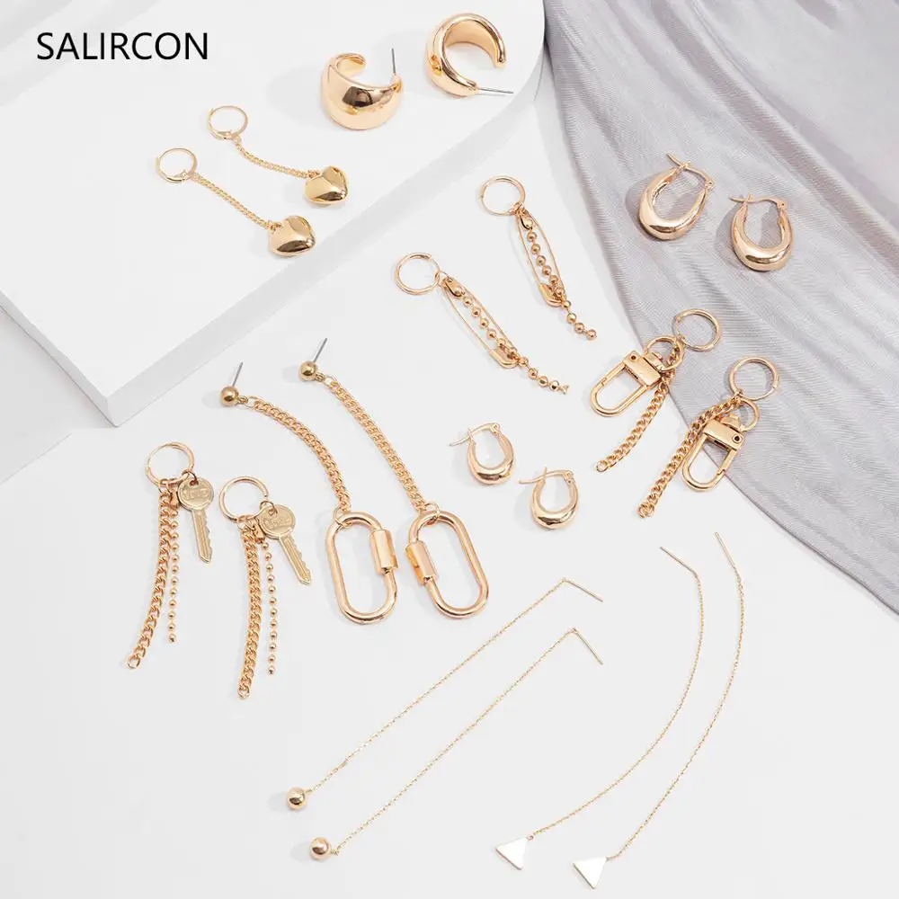 Salircon геометрические эстетические необычные серьги для женщин корейская мода