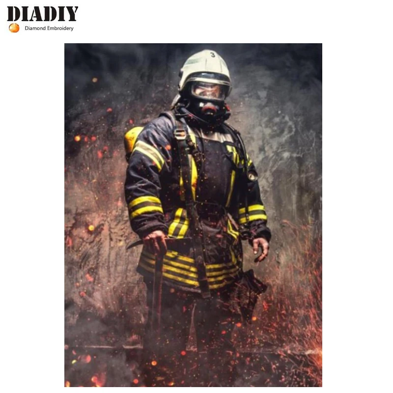 

full square diamond painting Hero Fireman 5d cross stitch set diamond embroidery full round drill mosaic diamond art Firefighter