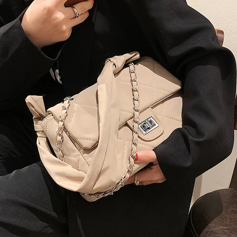 

Soft Leather Women Bag Ladies Chain Fashion Small Messenger Bag 2022 Winter Single Shoulder Bags Plaid Party Clutch Purse Bolsa
