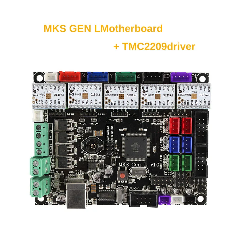 

3D Printer Board MKS Gen L V1.0 Controller with 5Pcs TMC2209V2.0 for Ramps1.4/Mega2560 R3 DQ-Drop