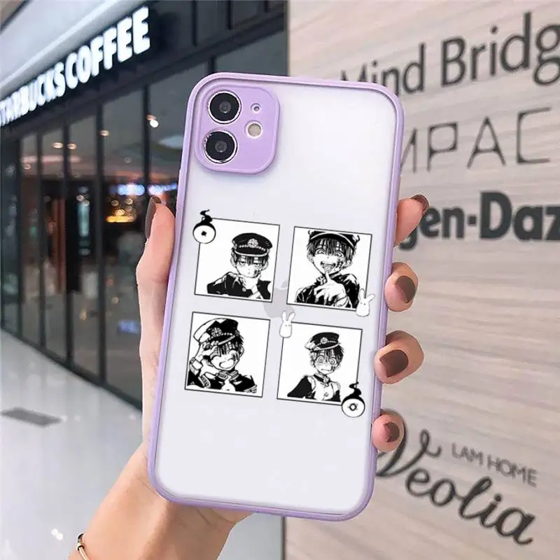 

Toilet Bound Hanako Kun Phone Case For iPhone 12 11 Mini Pro XR XS Max 7 8 Plus X Matte transparent Purple Cover