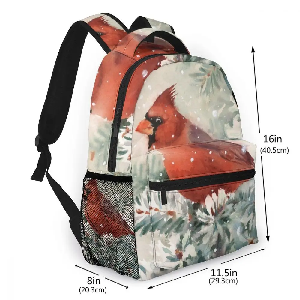 

2021 Backpack Women Shoulder Bag Winter Cardinal Bird Watercolor Fashion School Bag For Teenage Girl Backpacks Travel Bag