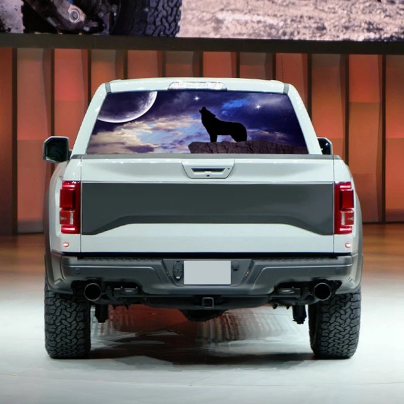 

Wolf and Moon for Truck Jeep Suv Pickup 3D Rear Windshield Decal Sticker Decal Rear Window Glass Poster 168 x 74CM