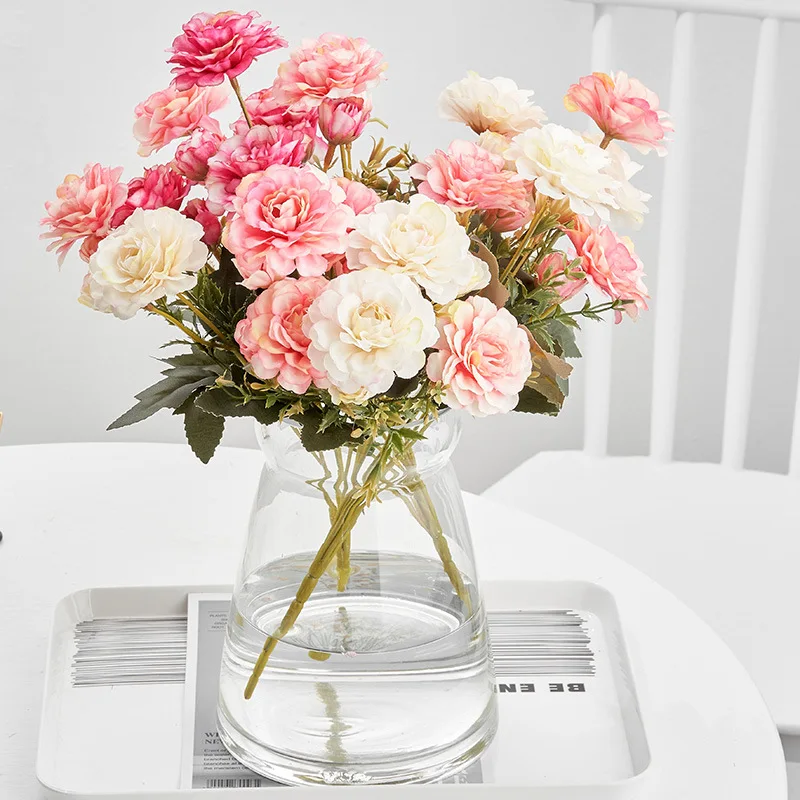 

Peony Artificial Flowers High Quality Rose Pink Autumn Fake Flowers Home Wedding Decoration Silk Bouquet Diy Crafts Accessories
